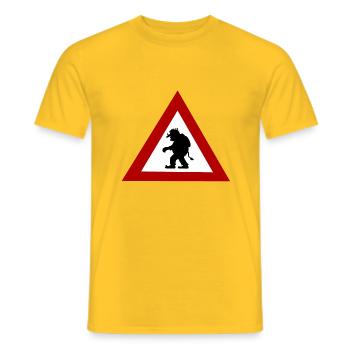 Troll-Gefahrenzeichen - Männer T-Shirt - Gelb - Vorne - AI Model Male 178 dark (178cm)