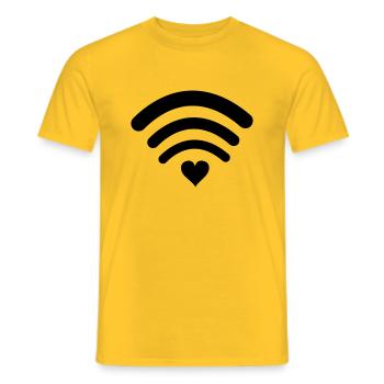 wifi love - Men's T-Shirt - yellow - Front - AI Model Male 178 dark (178cm)
