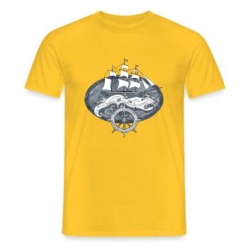 Sailing ship - Men's T-Shirt - yellow - Front - AI Model Male 178 dark (178cm)