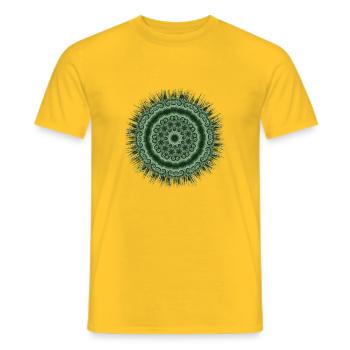 Cooles Shirt Mandala Spirale Grün Cool Coole Mode - Männer T-Shirt - Gelb - Vorne - AI Model Male 178 dark (178cm)