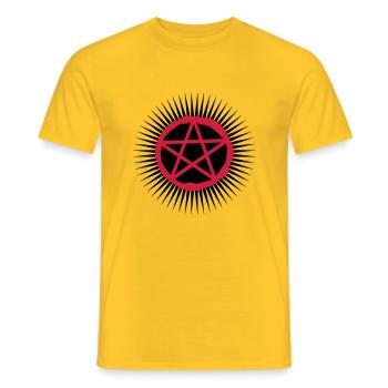 Leuchten Pentagramm Logo - Männer T-Shirt - Gelb - Vorne - AI Model Male 178 dark (178cm)