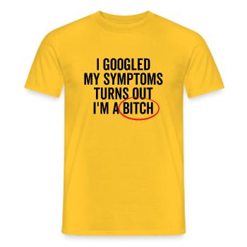 I Googled My Symptoms Turns Out I'm a Bich - Men's T-Shirt - yellow - Front - AI Model Male 178 dark (178cm)