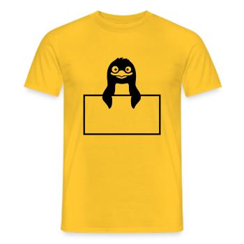 Insérer du texte Shield Penguin - T-shirt homme - jaune - Devant - AI Model Male 178 dark (178cm)