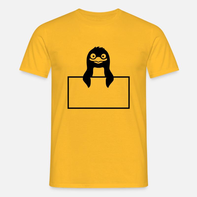 Insert Shield Penguin Text - Men's T-Shirt - yellow