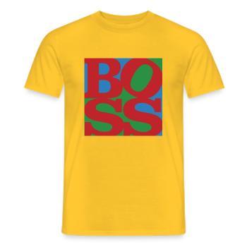 Boss WordPlay art original 5 - T-shirt homme - jaune - Devant - AI Model Male 178 dark (178cm)