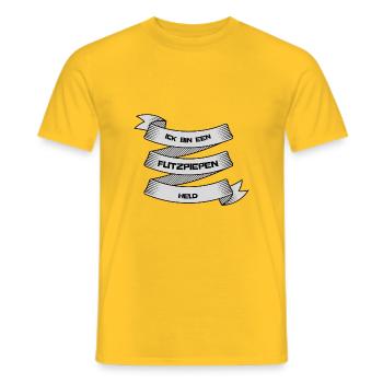 Flitzpiepenheld - Männer T-Shirt - Gelb - Vorne - AI Model Male 178 dark (178cm)