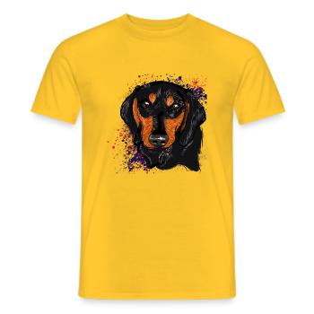 Dackel - Männer T-Shirt - Gelb - Vorne - AI Model Male 178 dark (178cm)