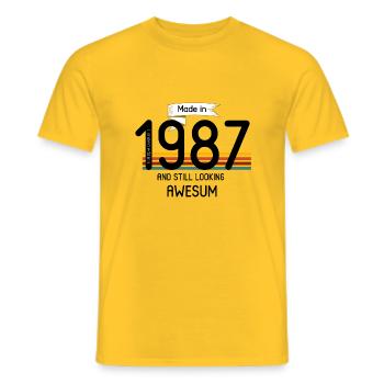 1987 - Men's T-Shirt - yellow - Front - AI Model Male 178 dark (178cm)