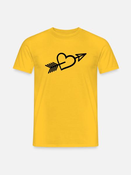 Verliebt Pfeil durch Herz - Männer T-Shirt - Gelb