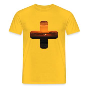 Plus Summer Symbol Lettering Sunset - Men's T-Shirt - yellow - Front - AI Model Male 178 dark (178cm)