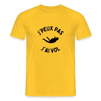 j'peux pas j'ai vol - T-shirt homme - jaune - Devant - AI Model Male 178 dark (178cm)