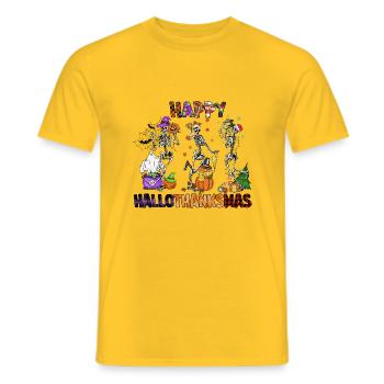 Happy Hallothanksmas - T-shirt homme - jaune - Devant - AI Model Male 178 dark (178cm)