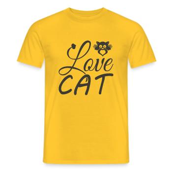 Love Cat - Men's T-Shirt - yellow - Front - AI Model Male 178 dark (178cm)