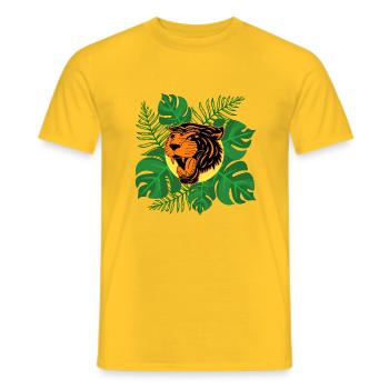 Tiger Jungle Roar Monstera Leaves Gift - Men's T-Shirt - yellow - Front - AI Model Male 178 dark (178cm)