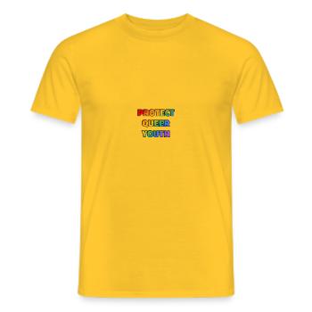 Queere Jugend schützen - Männer T-Shirt - Gelb - Vorne - AI Model Male 178 dark (178cm)