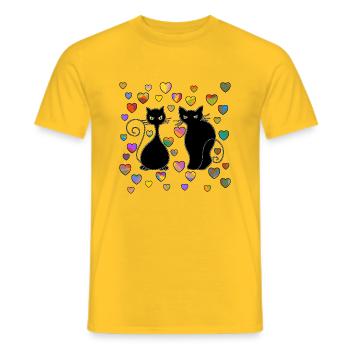 Chats - T-shirt homme - jaune - Devant - AI Model Male 178 dark (178cm)