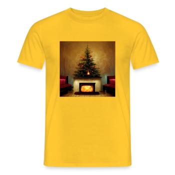 Weihnachtsbaum über dem Kamin - Männer T-Shirt - Gelb - Vorne - AI Model Male 178 dark (178cm)