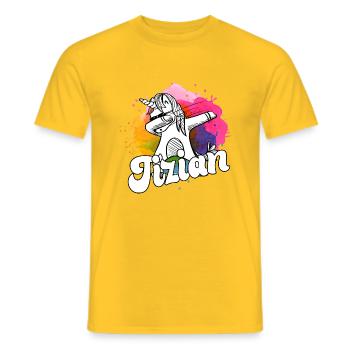 TIZIAN - Schöner Jungen Name mit Coolem Einhorn - Männer T-Shirt - Gelb - Vorne - AI Model Male 178 dark (178cm)
