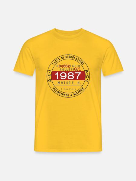 Italienische Plakette mit Geburtsjahr 1987 - Männer T-Shirt - Gelb