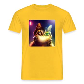 The Universe Cat - Men's T-Shirt - yellow - Front - AI Model Male 178 dark (178cm)