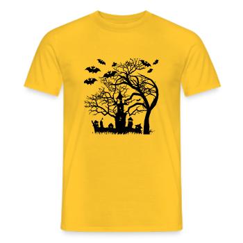 Helloween Tree with Bats - Männer T-Shirt - Gelb - Vorne - AI Model Male 178 dark (178cm)