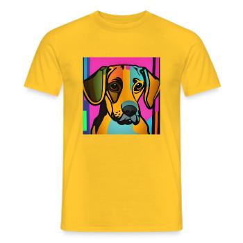Hund Pop-Art - Männer T-Shirt - Gelb - Vorne - AI Model Male 178 dark (178cm)