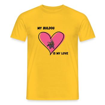 Bulldog My Love - T-shirt homme - jaune - Devant - AI Model Male 178 dark (178cm)