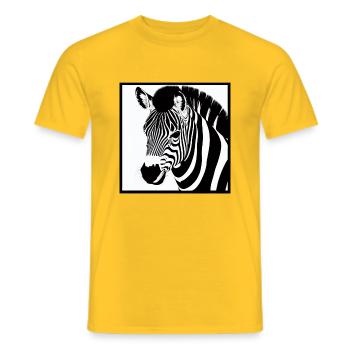 Fun Zebra Cartoon Funny Nature Animal Safari 8 - Men's T-Shirt - yellow - Front - AI Model Male 178 dark (178cm)