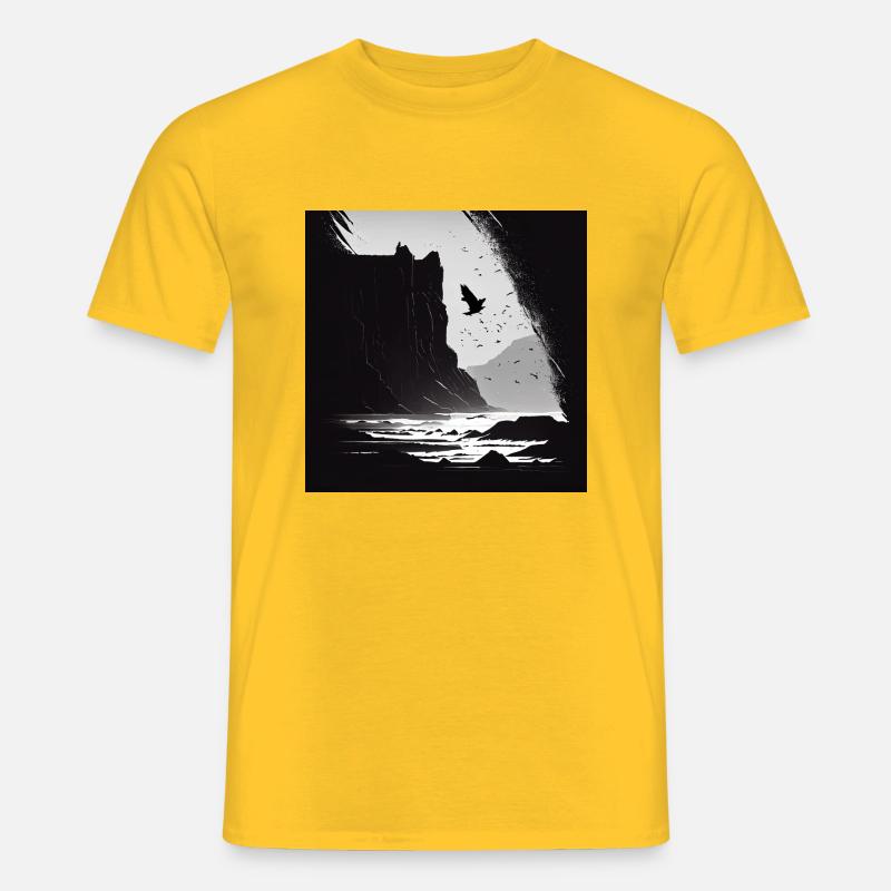 rough sea with cliffs - Männer T-Shirt - Gelb