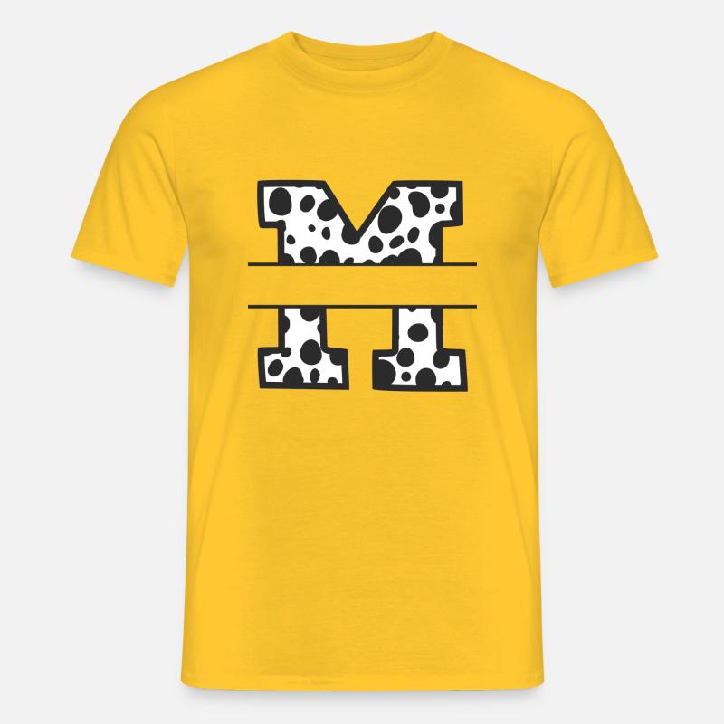 Buchstabe M Benutzerdefiniertes Kuhmuster - Männer T-Shirt - Gelb