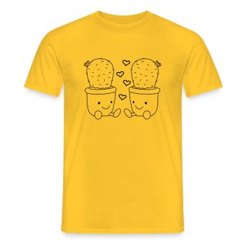 Verliebte Kakteen - Männer T-Shirt - Gelb - Vorne - AI Model Male 178 dark (178cm)