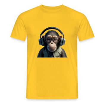 Maki the music lover monkey - Men's T-Shirt - yellow - Front - AI Model Male 178 dark (178cm)