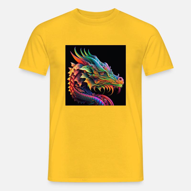 Farbiger Drache, einzigartiges Design - Männer T-Shirt - Gelb