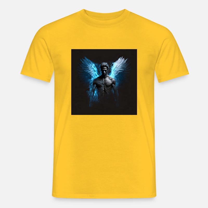 Blauer Mann Engel - Männer T-Shirt - Gelb