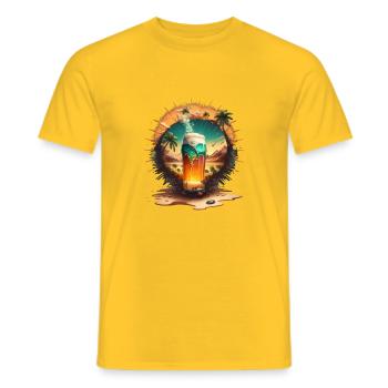 Cooles Sommer Bier unter Palmen am Strand - Männer T-Shirt - Gelb - Vorne - AI Model Male 178 dark (178cm)