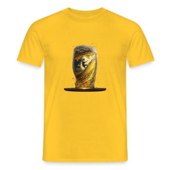 Beer glass with surfer on wave - Men's T-Shirt - yellow - Front - AI Model Male 178 dark (178cm)