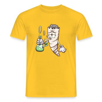 Lustiger Cartoon-Joint mit Bong - Männer T-Shirt - Gelb - Vorne - AI Model Male 178 dark (178cm)