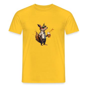 Lässiger Fuchs mit Bier - Männer T-Shirt - Gelb - Vorne - AI Model Male 178 dark (178cm)
