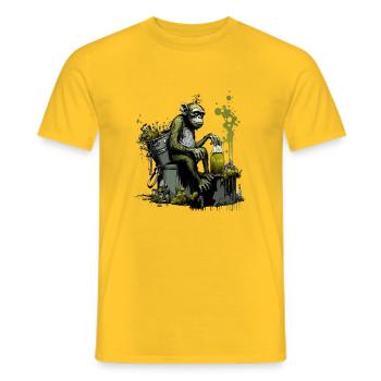 Chimpanzés devant la bouilloire de brassage, front spécial - T-shirt homme - jaune - Devant - AI Model Male 178 dark (178cm)