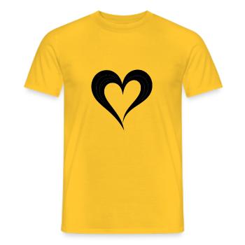 romantisches geschwungenes Herz für Valetninstag - Männer T-Shirt - Gelb - Vorne - AI Model Male 178 dark (178cm)