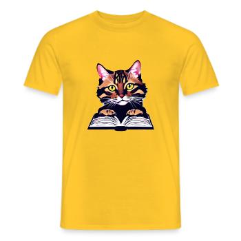 Read Bengal Cat Books Cat Book Kitten - Men's T-Shirt - yellow - Front - AI Model Male 178 dark (178cm)