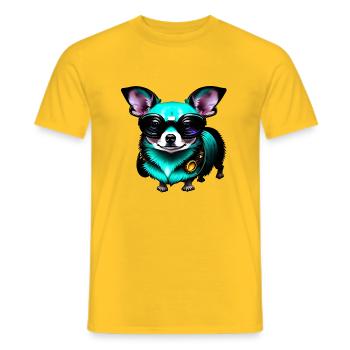 Néon futuriste Chihuahua - T-shirt homme - jaune - Devant - AI Model Male 178 dark (178cm)
