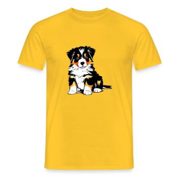 Chien Chiot Propriétaire de chien Berger australien - T-shirt homme - jaune - Devant - AI Model Male 178 dark (178cm)