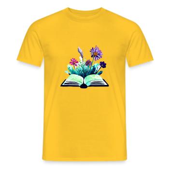 Reading Gardener's Book Reader Book Lover Books - Men's T-Shirt - yellow - Front - AI Model Male 178 dark (178cm)