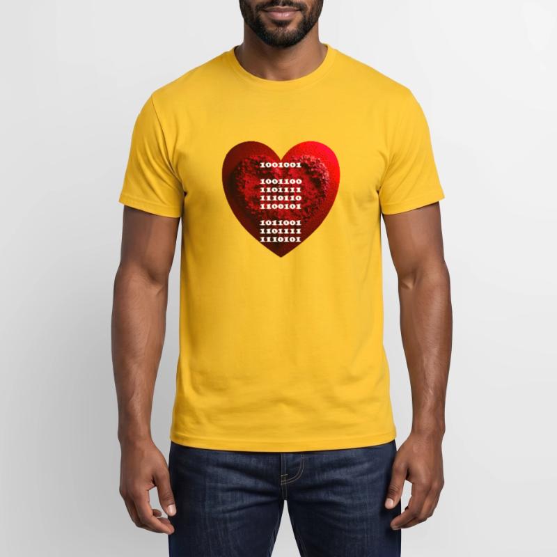 Encrypted declaration of love in binary code Men’s T-shirt
