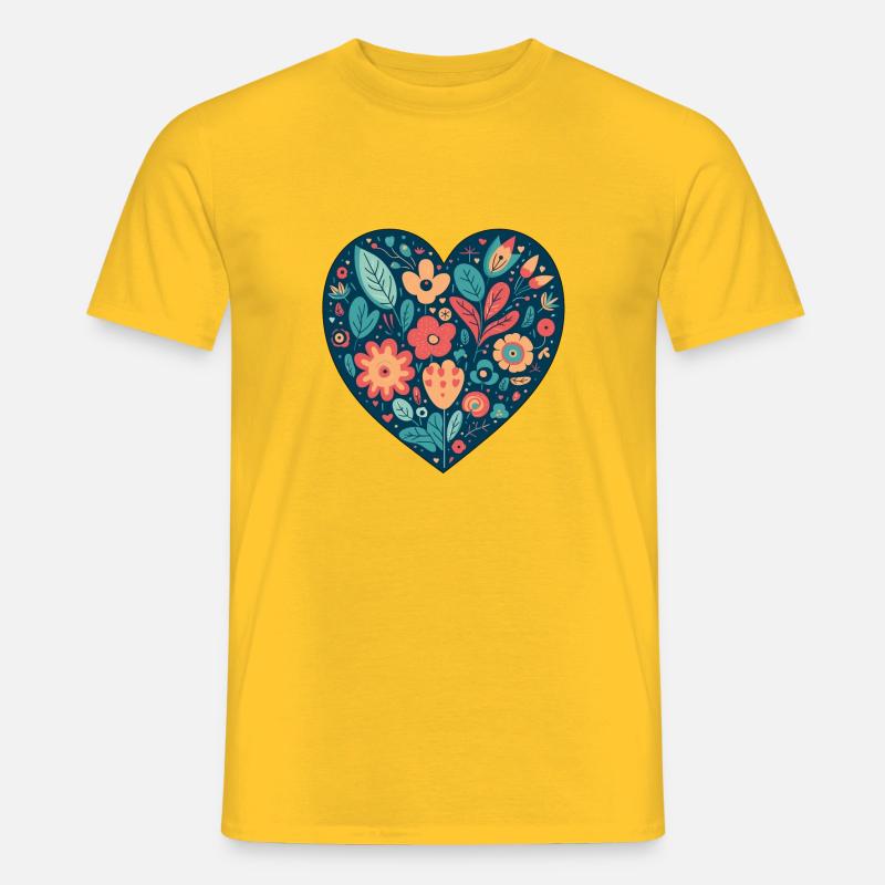 Blumiges Herz - Männer T-Shirt - Gelb