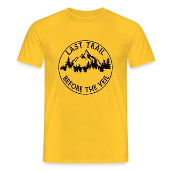 Last Trail Before The Veil Bachelorette Hiking - Men's T-Shirt - yellow - Front - AI Model Male 178 dark (178cm)
