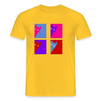 Chat retro - T-shirt homme - jaune - Devant - AI Model Male 178 dark (178cm)