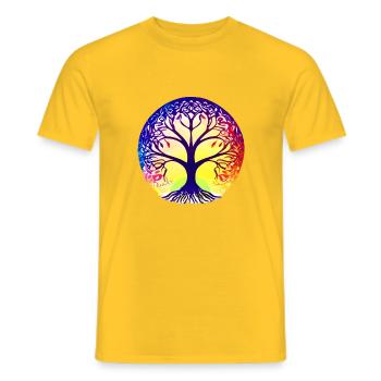 Yoga Lebensbaum Meditation Baum des Lebens - Männer T-Shirt - Gelb - Vorne - AI Model Male 178 dark (178cm)