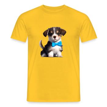 Propriétaire de chien chiot berger australien - T-shirt homme - jaune - Devant - AI Model Male 178 dark (178cm)
